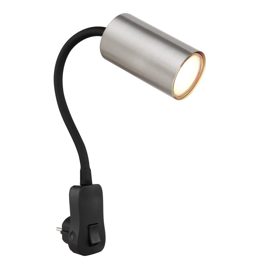 Globo - Spot mural à brancher 1 x GU10, 35 W, 230 V, finition chrome mat