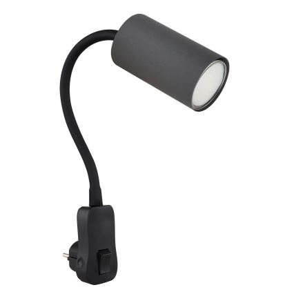 Globo - Faretto a parete con presa di corrente 1xGU10/35W/230V nero