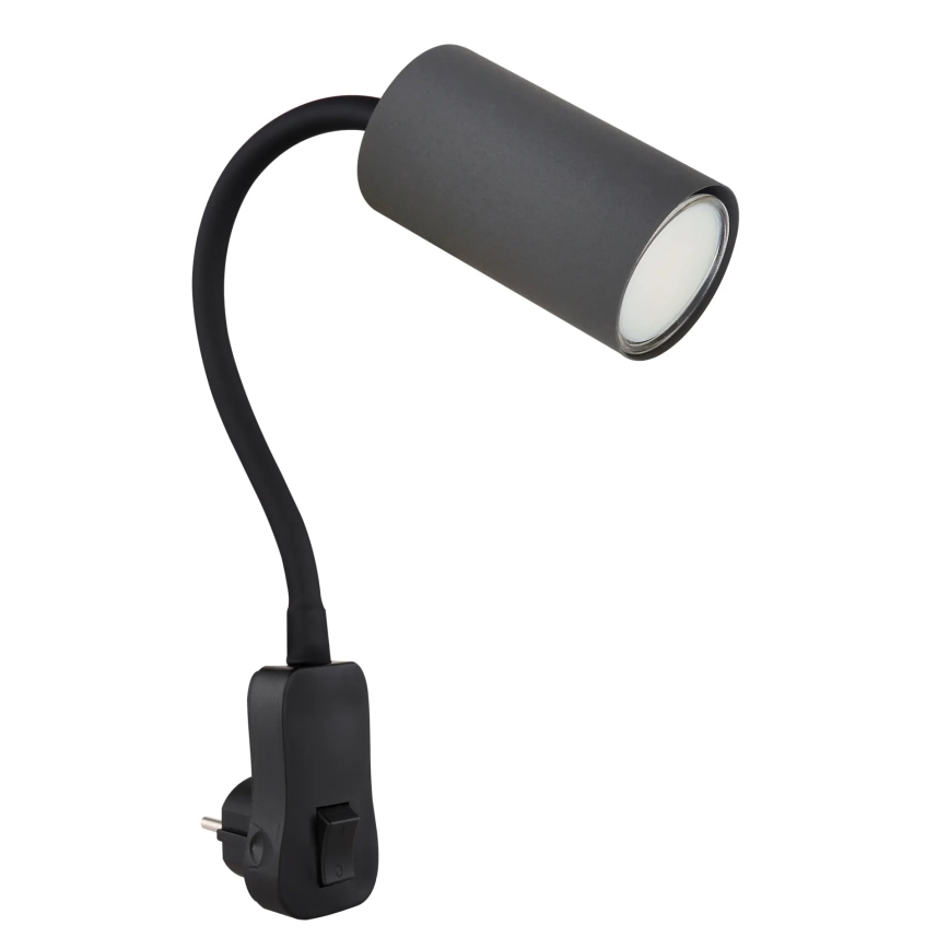 Globo - Faretto a parete con presa di corrente 1xGU10/35W/230V nero