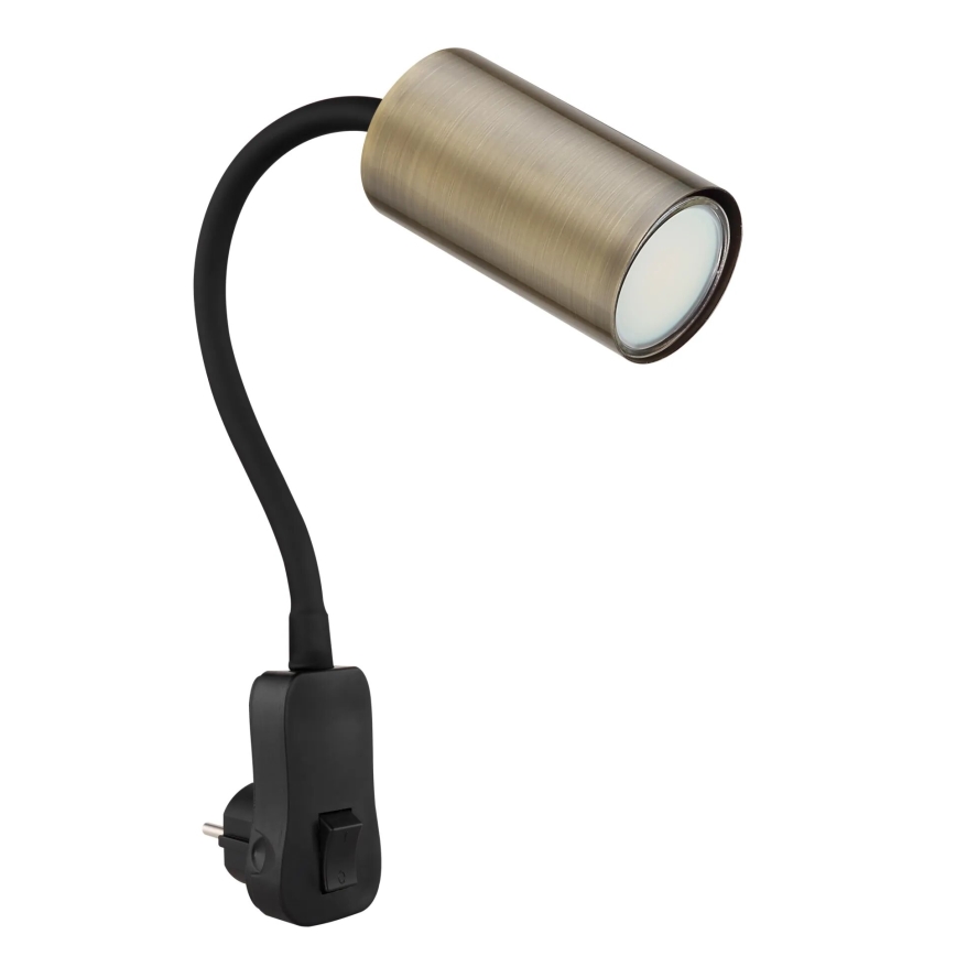 Globo - Faretto a parete con presa di corrente 1xGU10/25W/230V nero/ottone