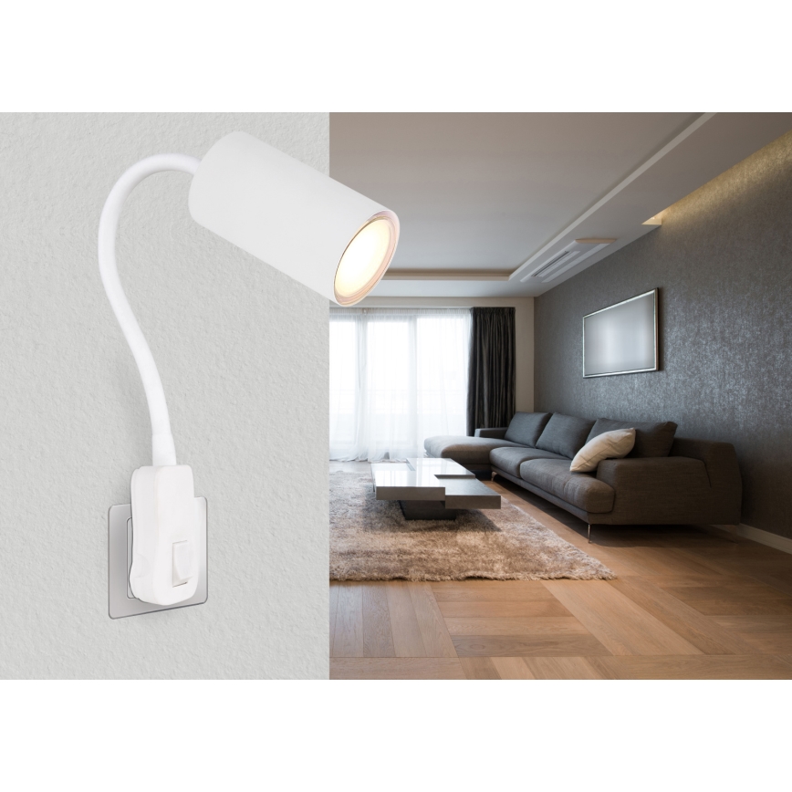 Globo - Applique a spot da parete con spina 1xGU10/35W/230V bianco