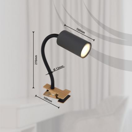 Globo - Lampada flessibile con clip 1xGU10/25W/230V grigio/marrone