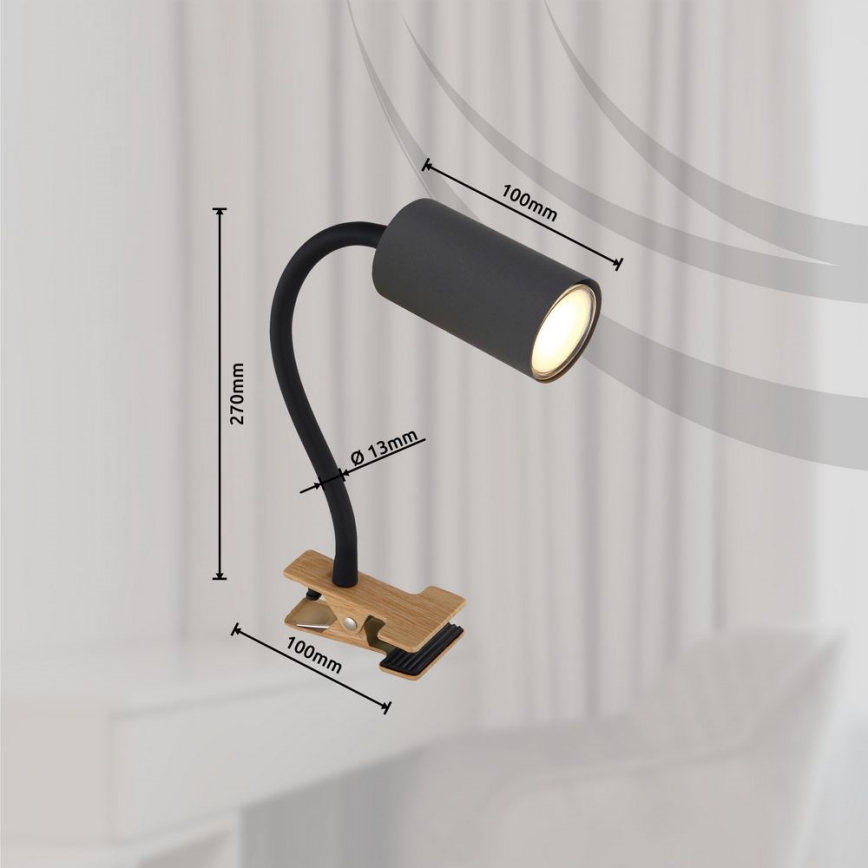 Globo - Lampe flexible avec pince 1xGU10/25W/230V gris/marron