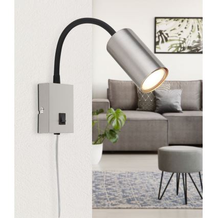 Globo - Applique murale flexible 1xGU10/25W/230V noir/chrome mat