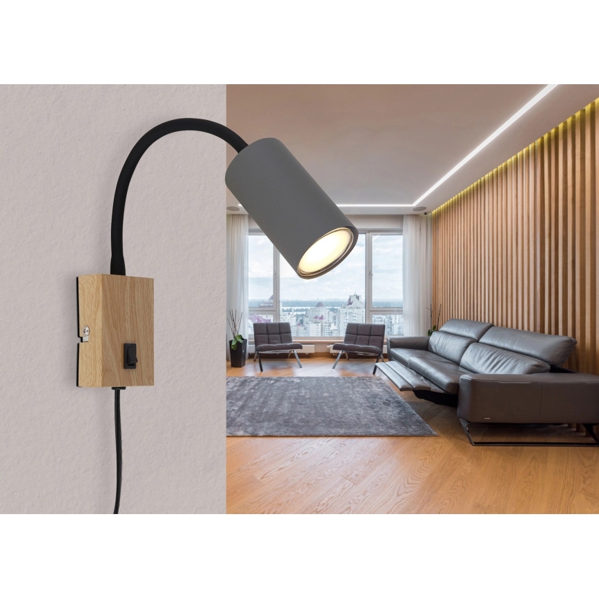 Globo - Lampada flessibile da muro 1xGU10/25W/230V grigio/marrone