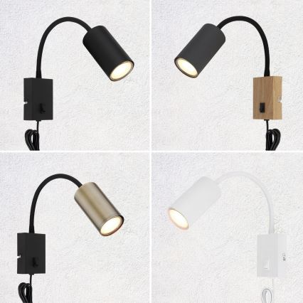 Globo - Flexibler Wandleuchte 1xGU10/25W/230V Schwarz/Messing