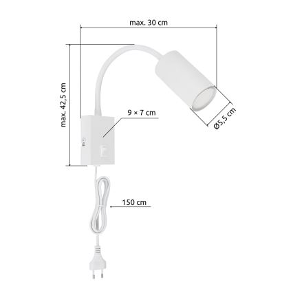Globo – Flexible Wandleuchte 1xGU10/25W/230V weiß