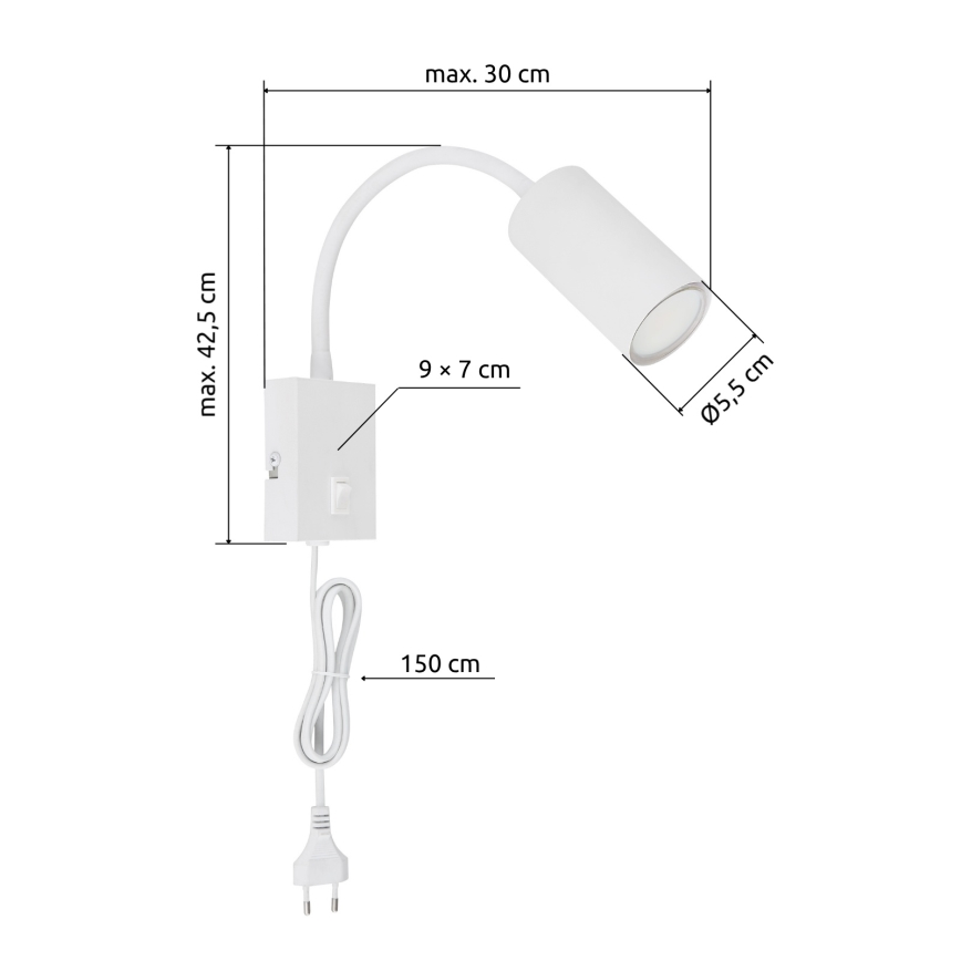 Globo - Lampada da parete flessibile 1xGU10/25W/230V bianco