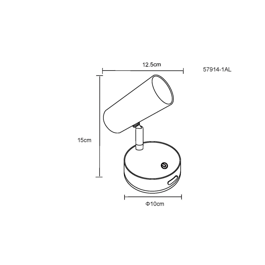 Globo - Faretto da parete ricaricabile dimmerabile LED/0,4W/3,7V 1800 mAh nero