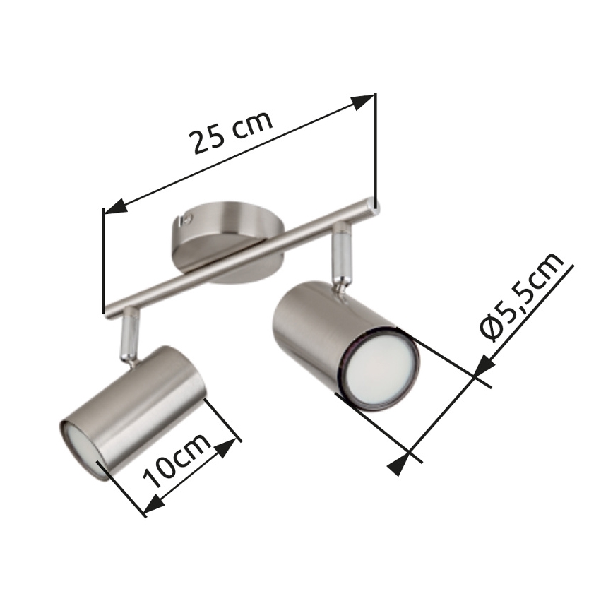 Globo - Spot 2xGU10/25W/230V chrome mat