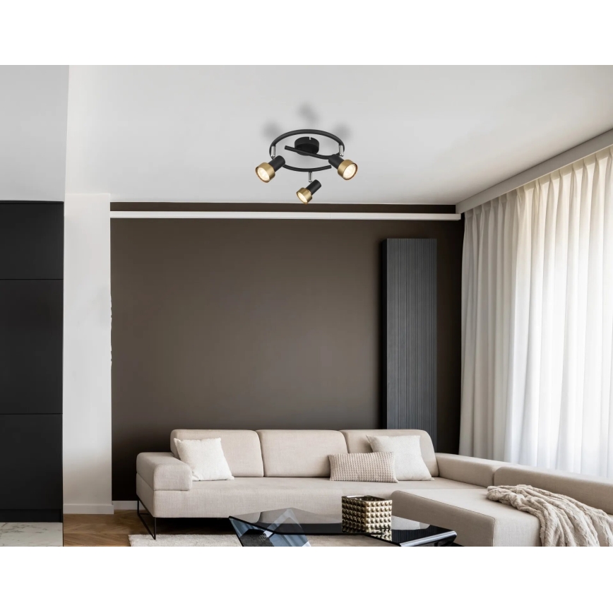 Globo - Faretto  3xGU10/25W/230V nero/oro