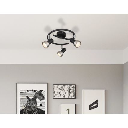 Globo - Faretto  3xGU10/25W/230V nero/argento