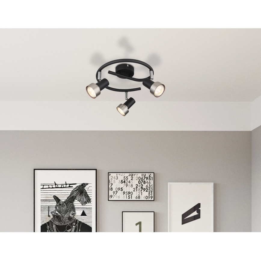 Globo - Faretto  3xGU10/25W/230V nero/argento