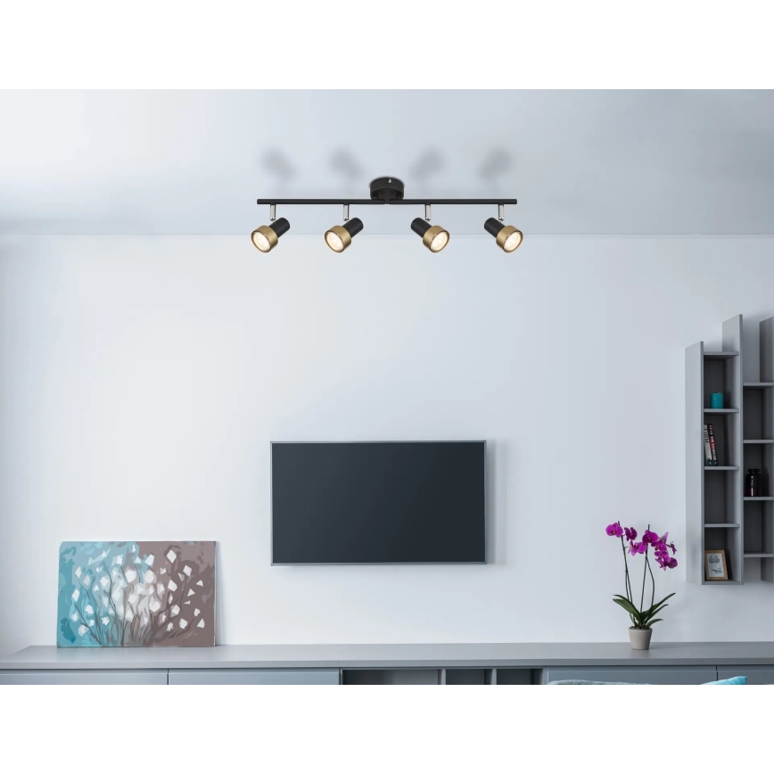Globo - Faretto  4xGU10/25W/230V nero/oro