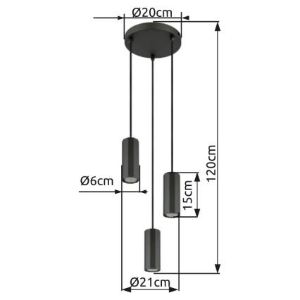 Globo - Lampadario a sospensione con filo 3xGU10/25W/230V nero