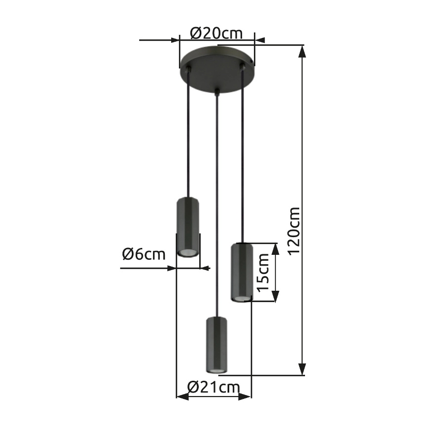 Globo - Lampadario a sospensione con filo 3xGU10/25W/230V nero