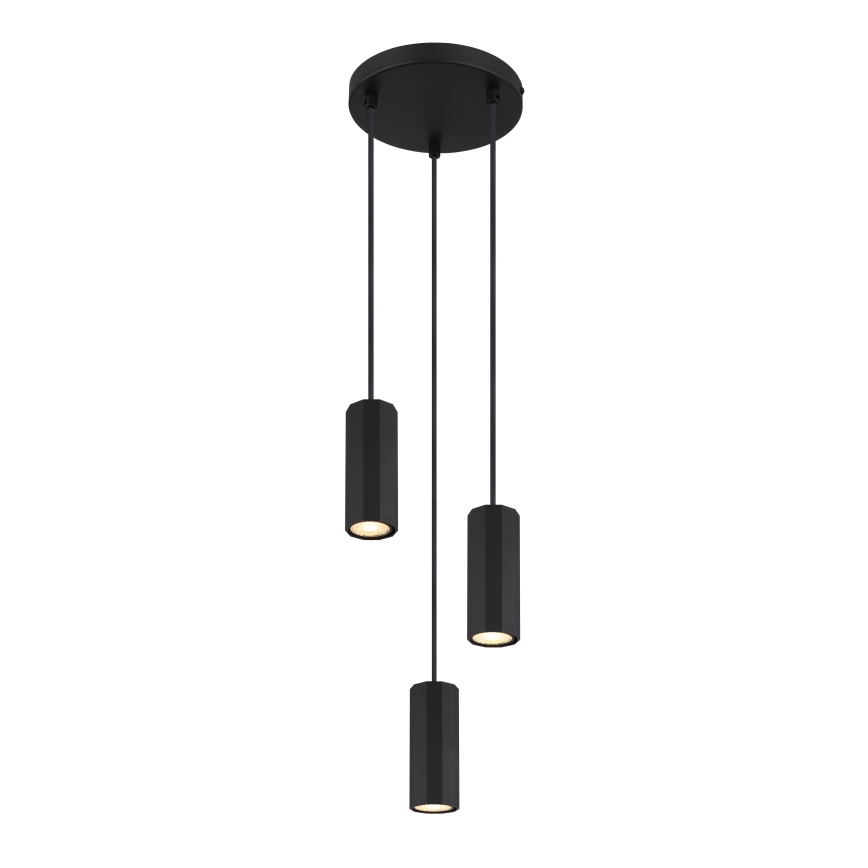 Globo - Suspension filaire 3xGU10/25W/230V noir