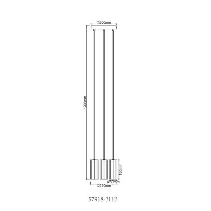 Globo - Suspension filaire 3xGU10/25W/230V noir