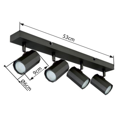 Globo - Spot 4xGU10/25W/230V noir