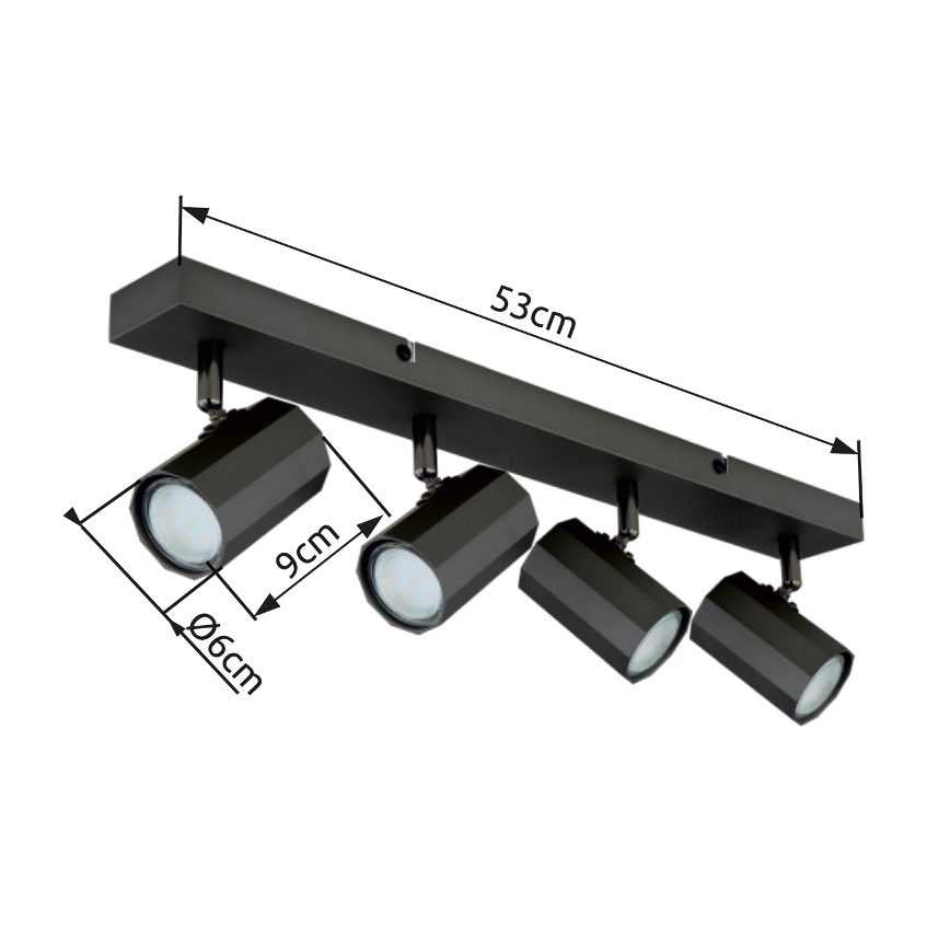 Globo - Spot 4xGU10/25W/230V noir