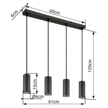 Globo - Lampadario a sospensione con filo 4xGU10/25W/230V nero