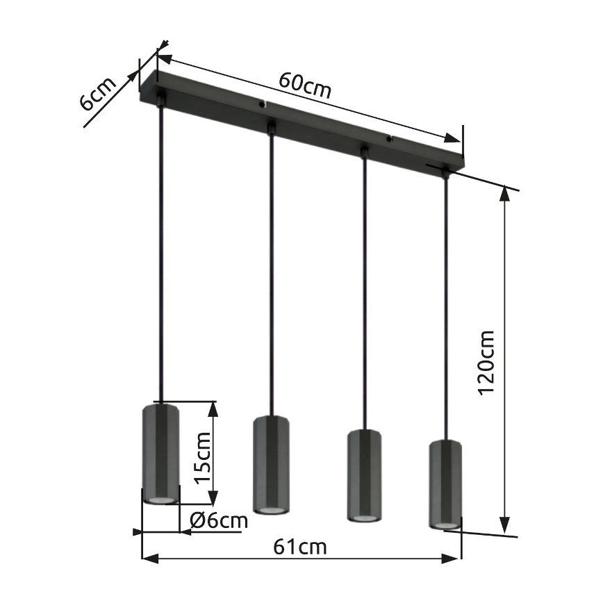 Globo - Lampadario a sospensione con filo 4xGU10/25W/230V nero
