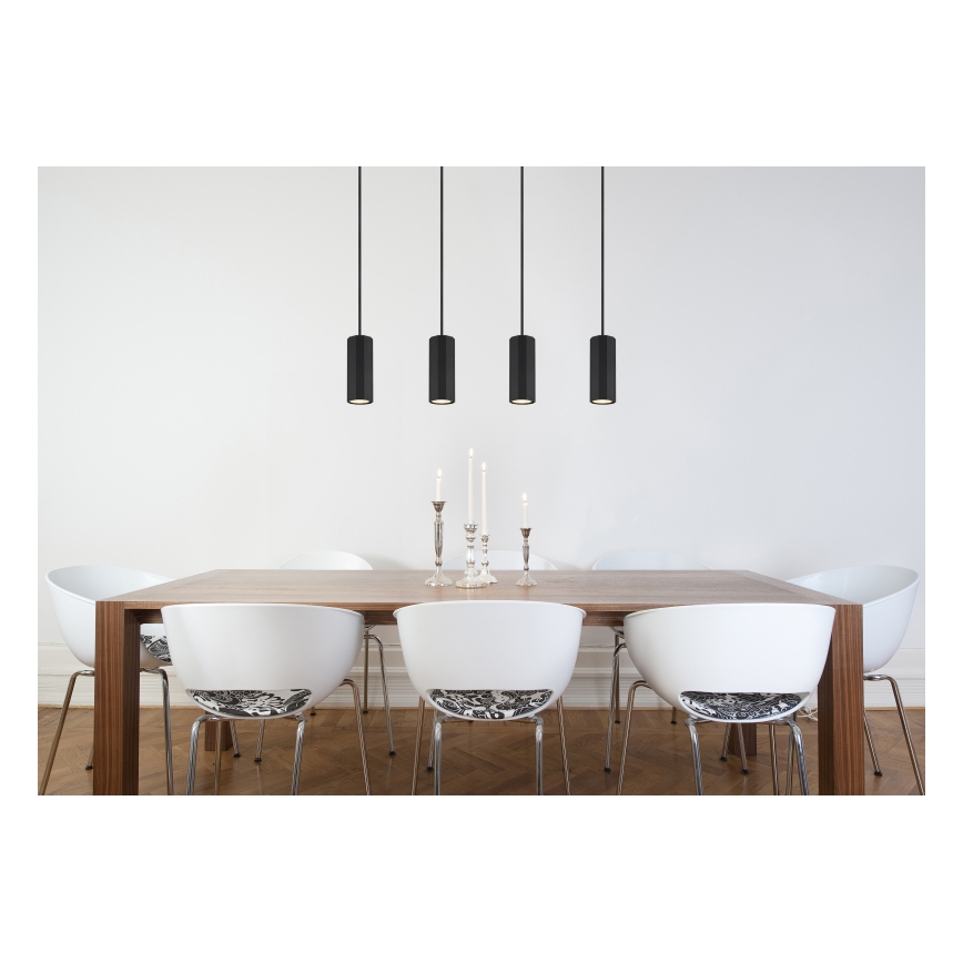 Globo - Suspension filaire 4xGU10/25W/230V noir