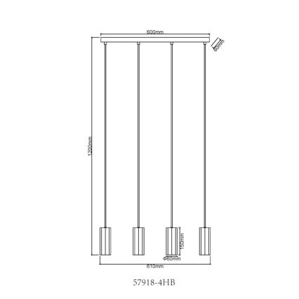 Globo - Suspension filaire 4xGU10/25W/230V noir