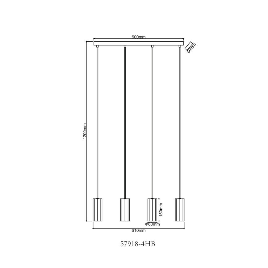 Globo - Suspension filaire 4xGU10/25W/230V noir