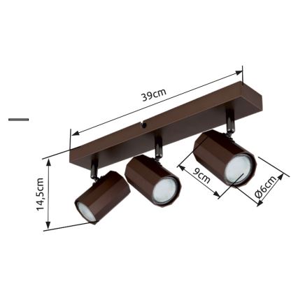 Globo - Spot 3xGU10/25W/230V marron