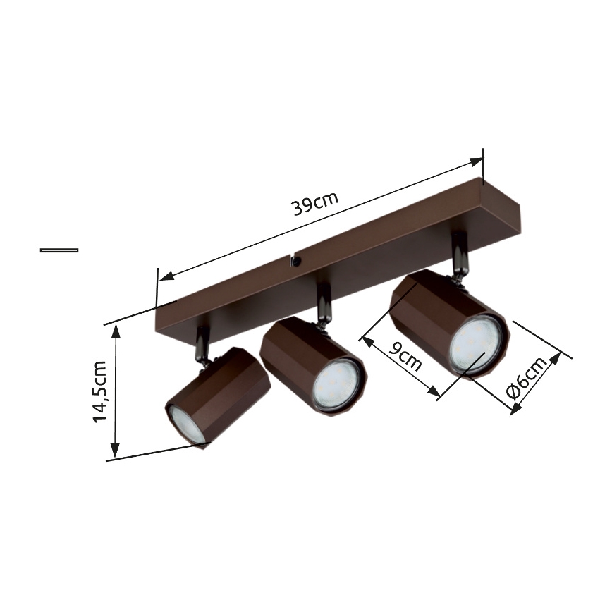 Globo - Spot 3xGU10/25W/230V marron