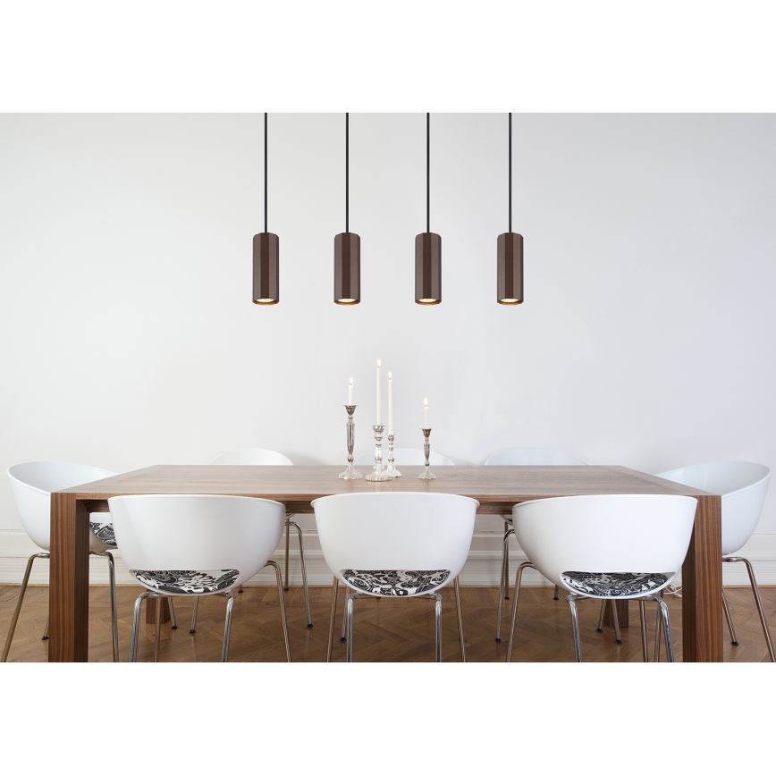 Globo - Lampadario a sospensione con filo 4xGU10/25W/230V marrone