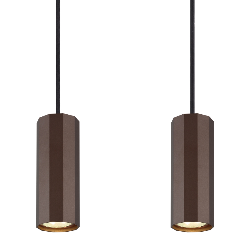 Globo - Lampadario a sospensione con filo 4xGU10/25W/230V marrone