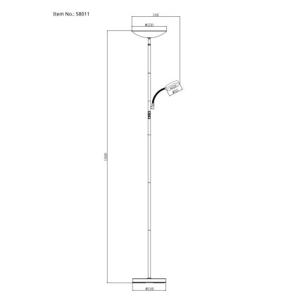 Globo - Lampada da terra dimmerabile LED/20W/230V+ LED/5W 3000/4000/6500K nero