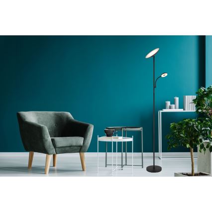 Globo - Lampadaire à intensité variable LED/20W/230V+ LED/5W 3000/4000/6500K noir
