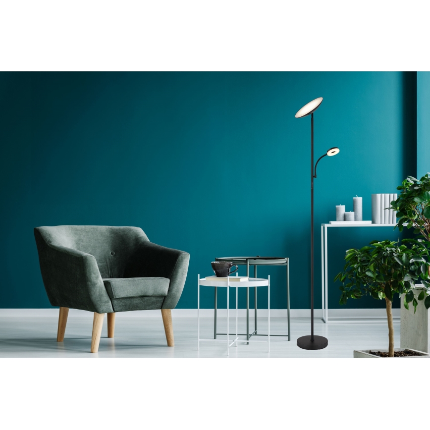 Globo - Lampadaire à intensité variable LED/20W/230V+ LED/5W 3000/4000/6500K noir