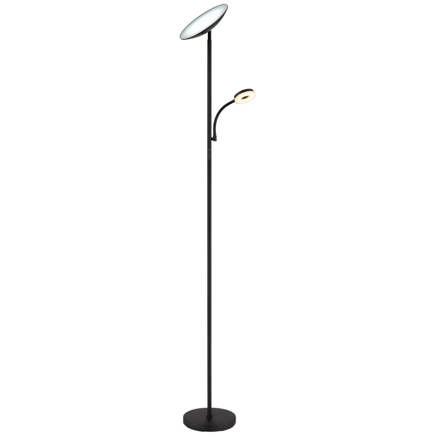 Globo - Lampadaire à intensité variable LED/20W/230V+ LED/5W 3000/4000/6500K noir
