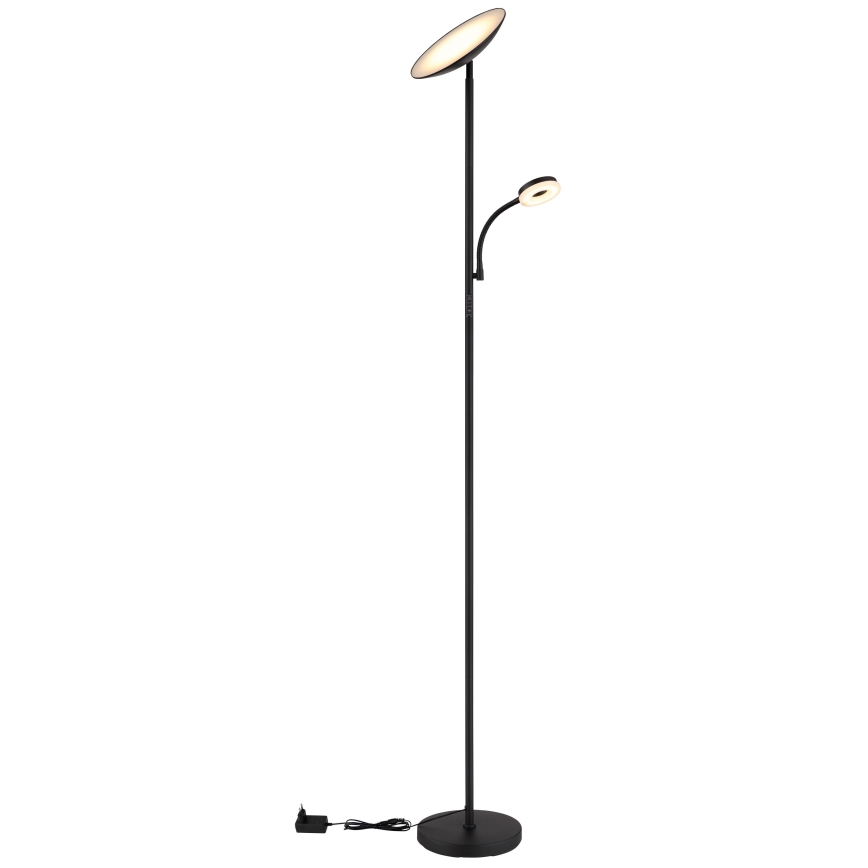 Globo - Lampadaire à intensité variable LED/20W/230V+ LED/5W 3000/4000/6500K noir