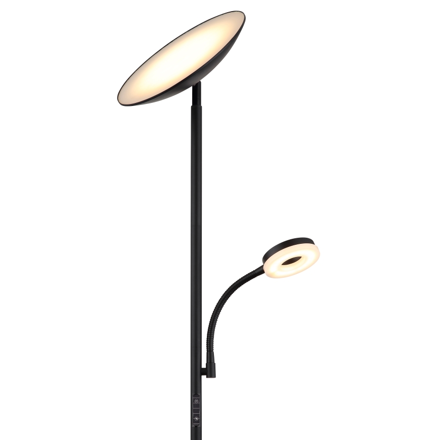 Globo - Lampadaire à intensité variable LED/20W/230V+ LED/5W 3000/4000/6500K noir