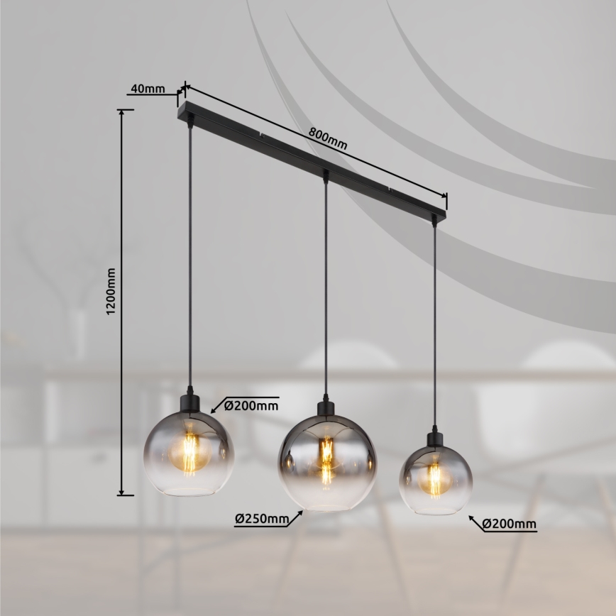 Globo - Lampadario sospeso a cavo 3xE27/60W/230V