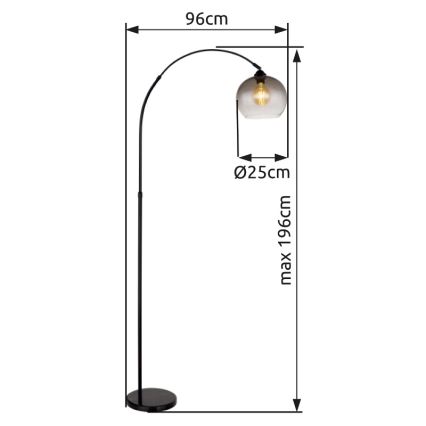Globo - Lampadaire 1xE27/60W/230V noir