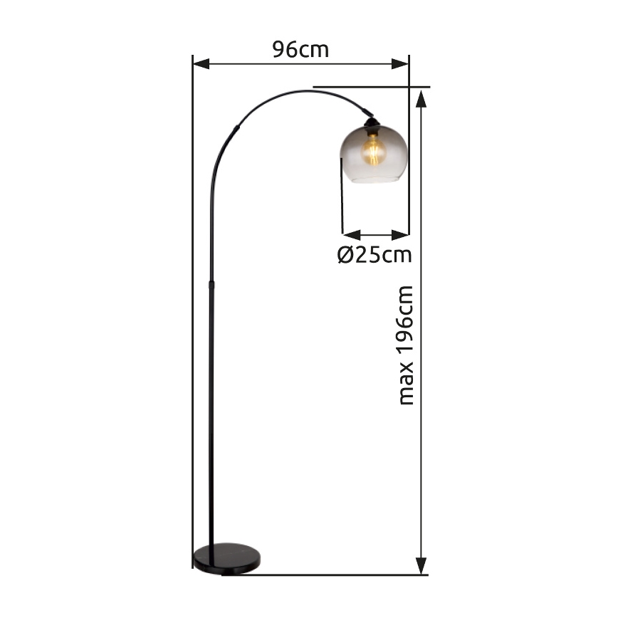 Globo - Lampadaire 1xE27/60W/230V noir