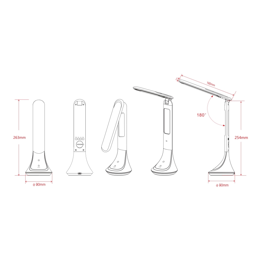 Globo - Lampada da tavolo ricaricabile dimmerabile a LED con display LED/4W/230V 2200 mAh nera