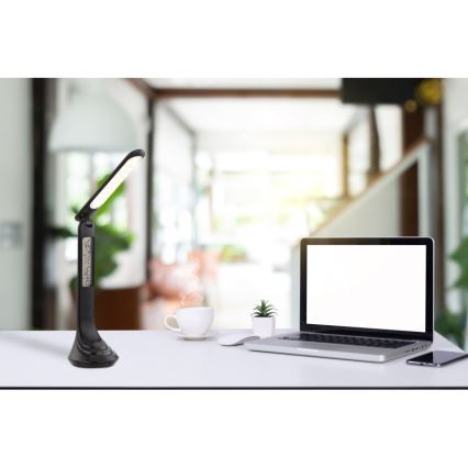 Globo - Lampe de bureau LED rechargeable dimmable avec affichage LED/4W/230V 2200 mAh noire