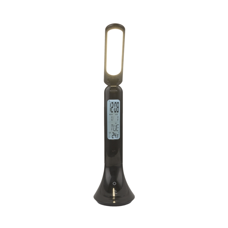 Globo - Lampe de bureau LED rechargeable dimmable avec affichage LED/4W/230V 2200 mAh noire