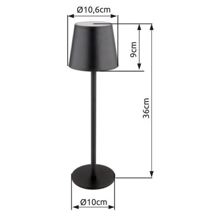 Globo - Lampe d'extérieur à intensité variable LED/3W/3,7V IP44 1800mAh + USB noir