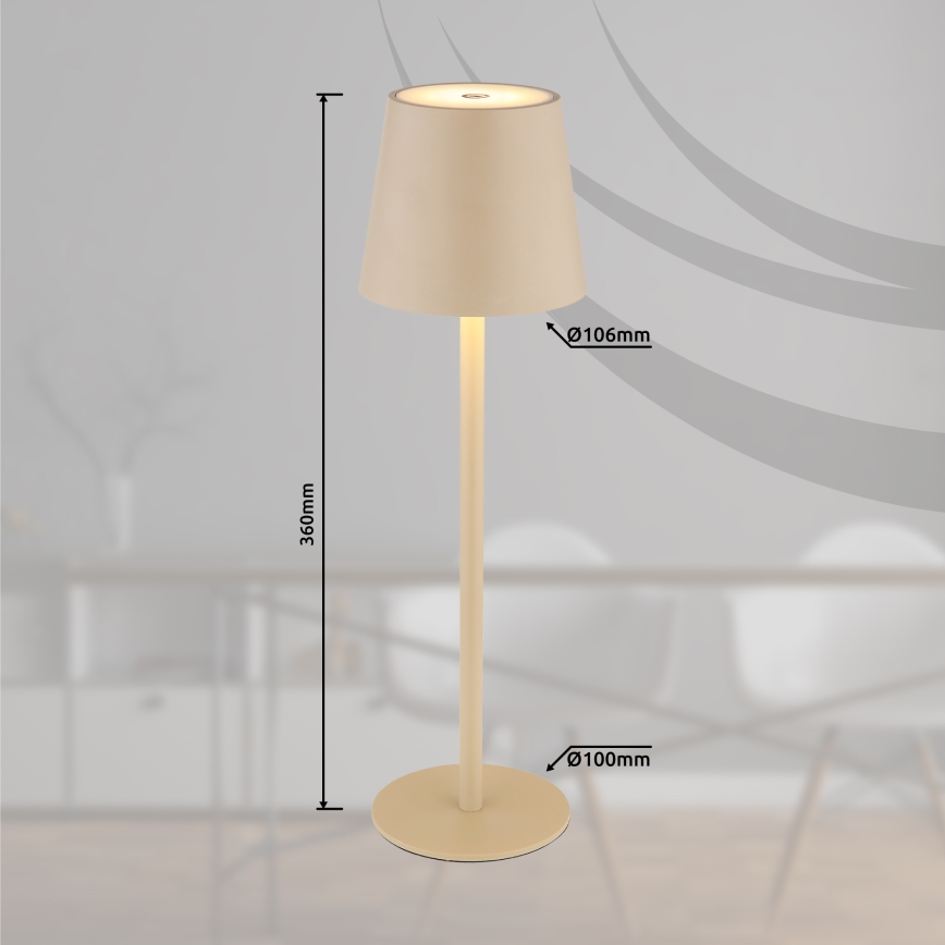 Globo - Lampada LED touch dimmerabile per esterni LED/3W/3,7V IP44 1800 mAh USB beige