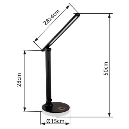 Globo - Lampe de table tactile RGBW à intensité variable LED/5W/230V + LED/2W 2700K/4000K/6500K noir