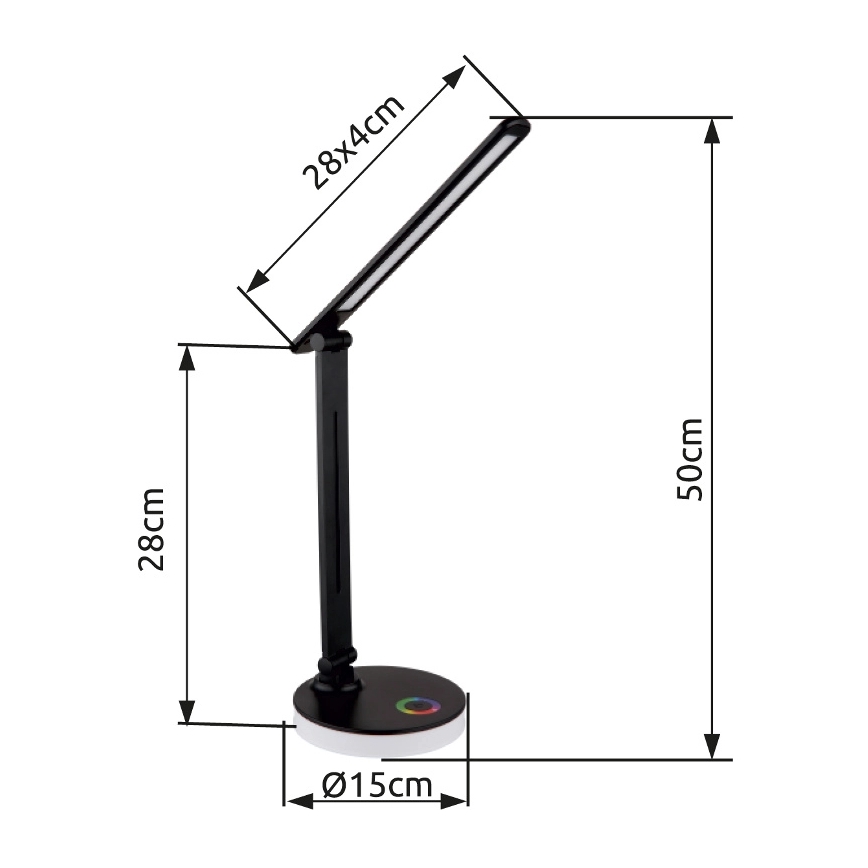 Globo - Lampe de table tactile RGBW à intensité variable LED/5W/230V + LED/2W 2700K/4000K/6500K noir