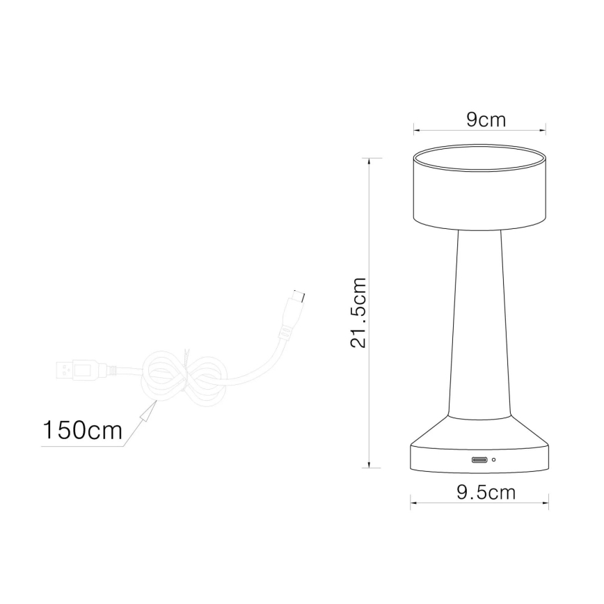 Globo - Lampe de table tactile à intensité variable LED/1W/3,7V 2700K/4000K/6500K 800 mAh USB doré